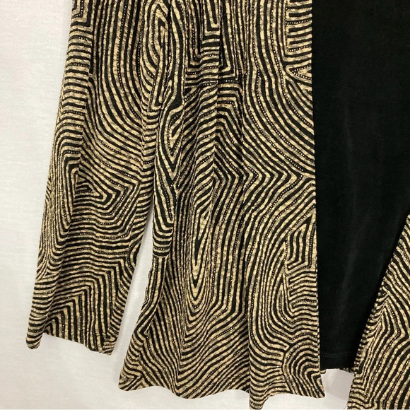 JM Collection Black Tan Abstract Print Stretch Layered Long Sleeve Top XL - Picture 4 of 11